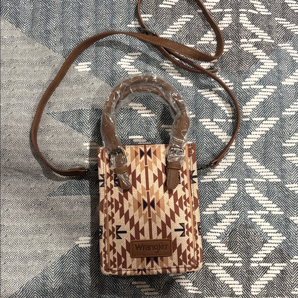 Wrangler Brown and Tan Patterned Crossbody Bag